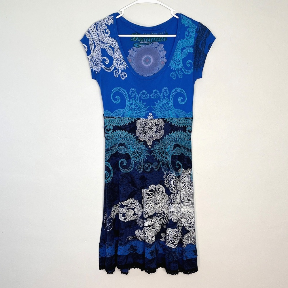 Desigual Girls‎  Midi Dress A-Line Pullover Floral Paisley Artsy Eclectic Size L